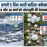 हिमाचल में अगले 5 दिन भारी बारिश-बर्फबारी का अलर्ट, 29 और 30 मार्च को ओलावृष्टि की चेतावनी