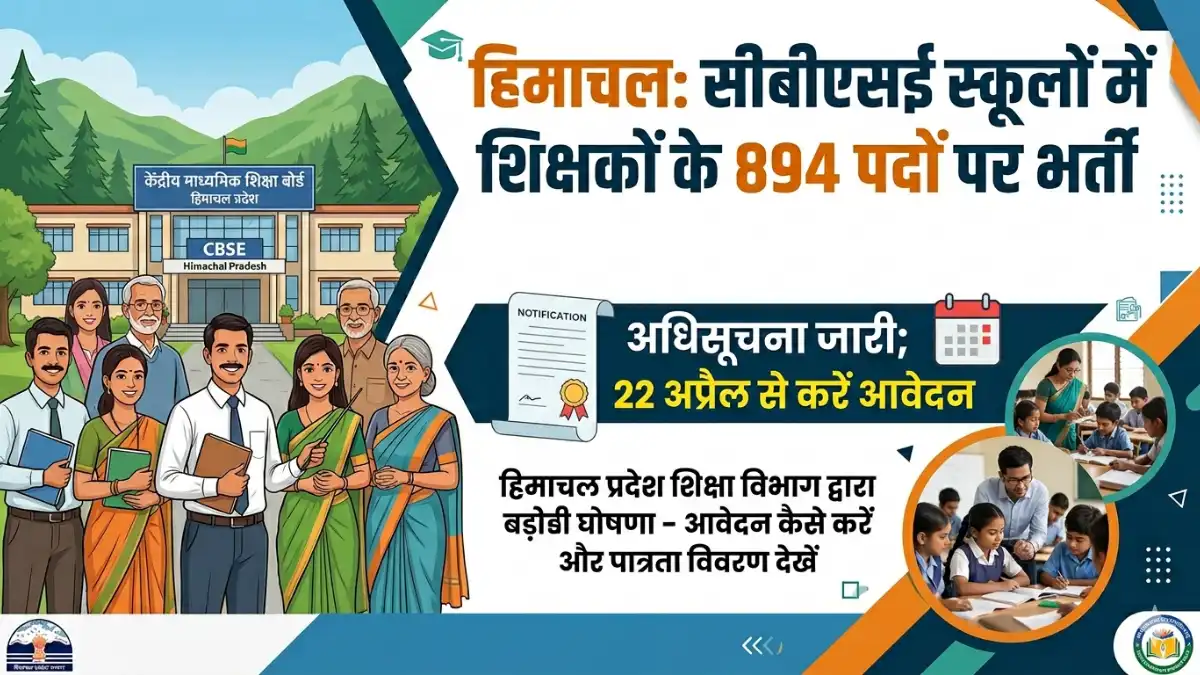 हिमाचल प्रदेश सीबीएसई स्कूल शिक्षक भर्ती 2026 अधिसूचना का पोस्टर।