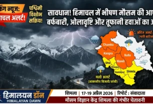 हिमाचल प्रदेश मौसम विभाग ऑरेंज अलर्ट - भारी बारिश और बर्फबारी का दृश्य (हिमालयन डॉन)