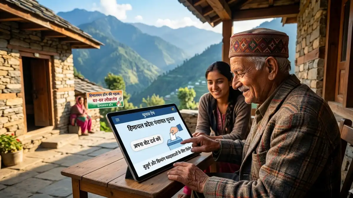 हिमाचल प्रदेश पंचायत चुनाव होम वोटिंग ऐप और बुजुर्ग मतदाता।