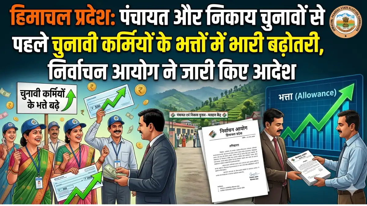 हिमाचल प्रदेश चुनाव आयोग द्वारा चुनावी कर्मियों के भत्तों में वृद्धि की घोषणा का ग्राफिक चित्रण