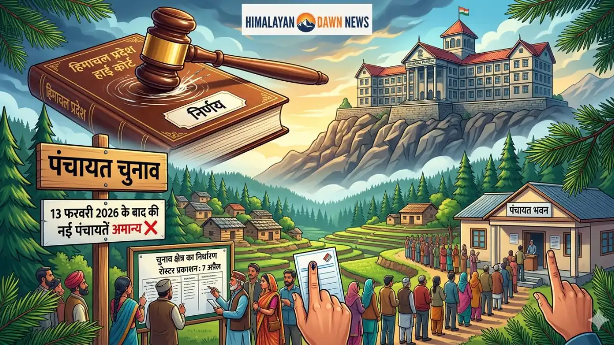 हिमाचल प्रदेश हाई कोर्ट शिमला की तस्वीर और पंचायत चुनाव अपडेट - हिमालयन डॉन न्यूज़।