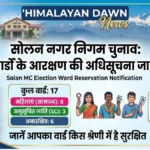 सोलन नगर निगम चुनाव: वार्डों के आरक्षण की अधिसूचना जारी, जानें आपका वार्ड किस श्रेणी में है सुरक्षित