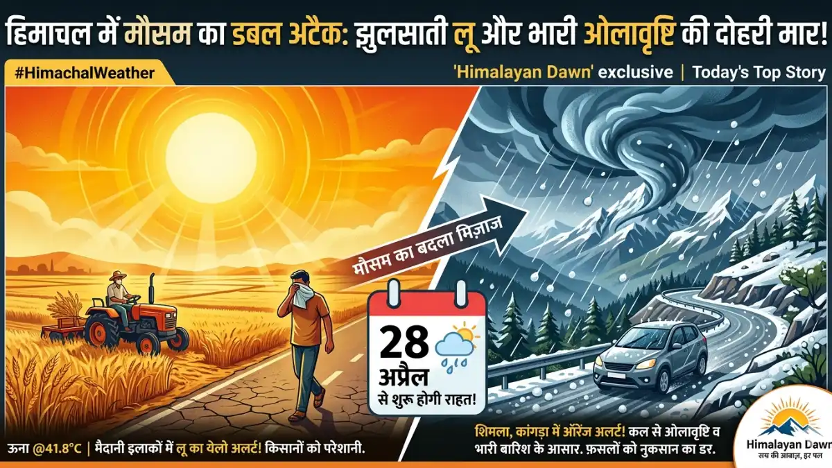 Himachal Pradesh heatwave in plains and rain alert infographic by Himalayan Dawn