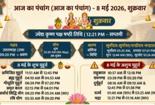 आज का पंचांग 8 मई 2026 - शुभ और अशुभ मुहूर्त की विस्तृत तालिका