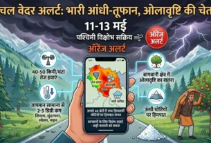 हिमाचल प्रदेश में पश्चिमी विक्षोभ के कारण बारिश, तेज आंधी और ओलावृष्टि का मौसम अलर्ट