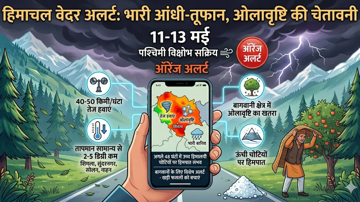 हिमाचल प्रदेश में पश्चिमी विक्षोभ के कारण बारिश, तेज आंधी और ओलावृष्टि का मौसम अलर्ट