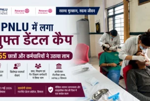 HPNLU शिमला में आयोजित मुफ्त डेंटल कैंप के दौरान छात्रों का डेंटल चेकअप करते डॉक्टर