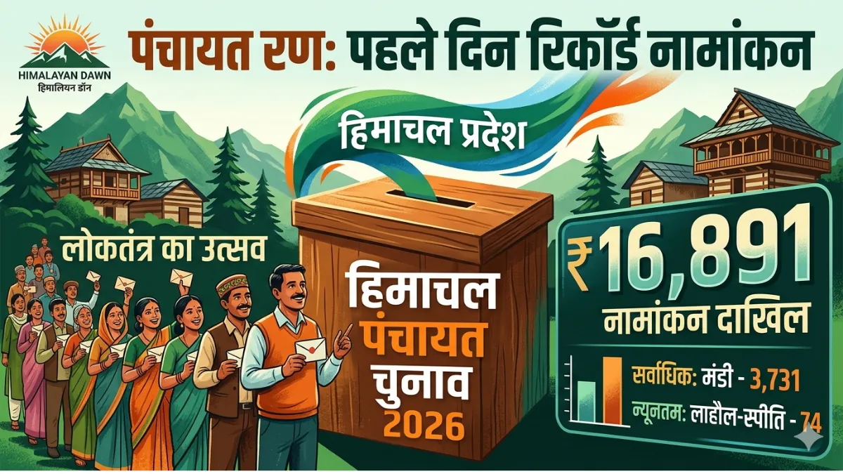 Himachal Pradesh Panchayat Election 2026 candidates filing nomination papers in Mandi and Shimla districts