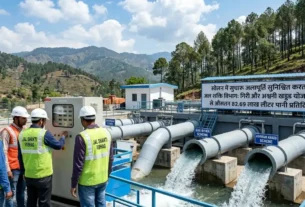सोलन जल शक्ति विभाग के कर्मचारी पेयजल आपूर्ति प्रणाली की निगरानी करते हुए - गिरी और अश्वनी खड्ड योजना