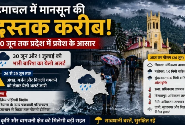 हिमाचल प्रदेश में मानसून की दस्तक और भारी बारिश के येलो अलर्ट को दर्शाती सांकेतिक तस्वीर