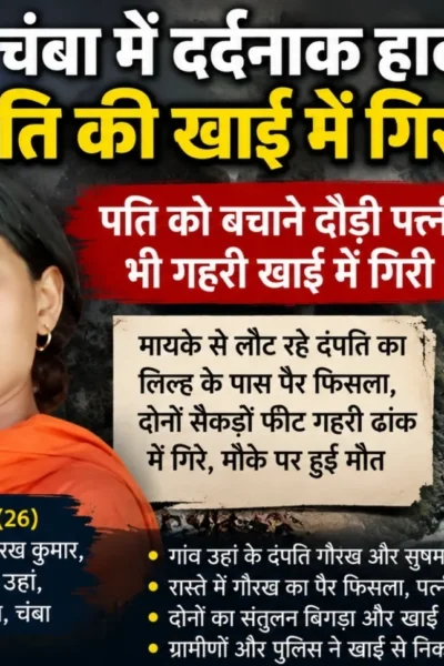 चंबा के भरमौर में खाई में गिरने से जान गंवाने वाले दंपति गौरख कुमार और सुषमा की सांकेतिक तस्वीर