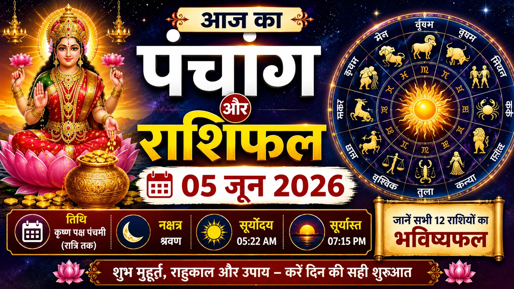 आज का पंचांग और राशिफल 05 जून 2026, शुभ मुहूर्त, राहुकाल और राशिफल