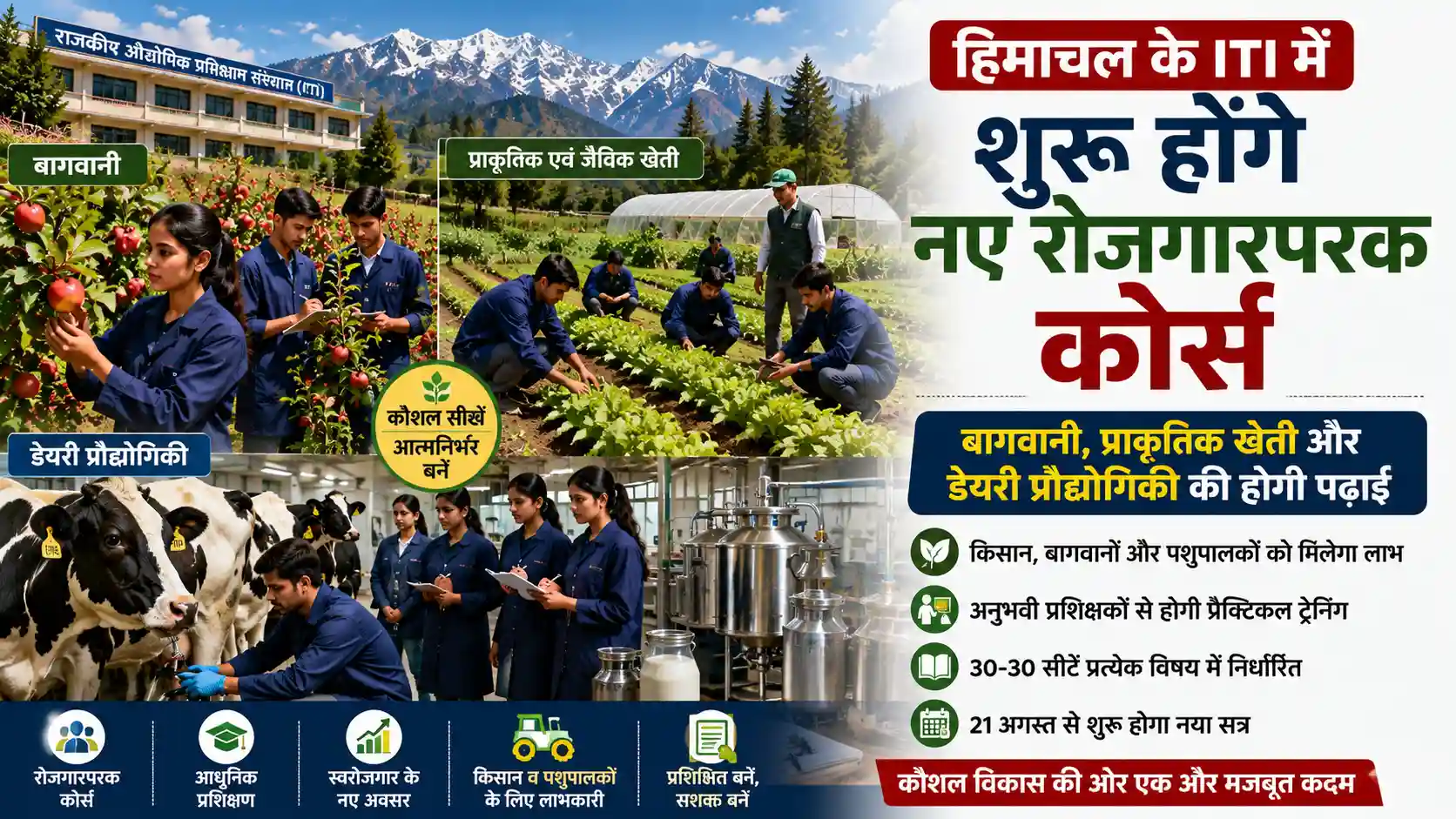 हिमाचल प्रदेश के सरकारी ITI में बागवानी, प्राकृतिक खेती और डेयरी प्रौद्योगिकी का प्रशिक्षण लेते विद्यार्थी