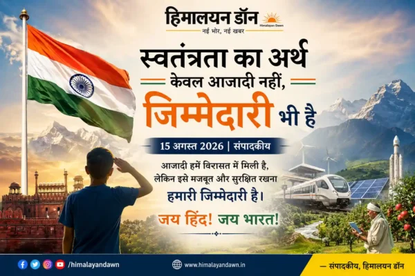 स्वतंत्रता का अर्थ केवल आजादी नहीं जिम्मेदारी भी है - 15 अगस्त 2026 संपादकीय