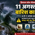 हिमाचल में 11 अगस्त तक बारिश का दौर जारी, कई जिलों में भारी वर्षा का अलर्ट; भूस्खलन और फ्लैश फ्लड का खतरा