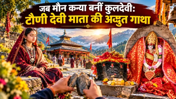हमीरपुर के माता टौणी देवी मंदिर की लोकगाथा दर्शाती तस्वीर, देवी की प्रतिमा और दो पत्थरों की अनोखी पूजा परंपरा