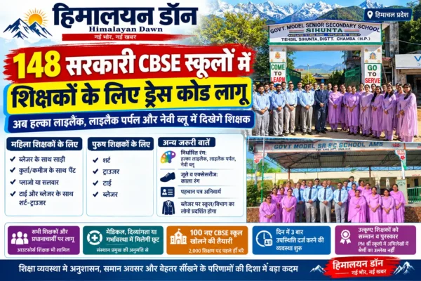 हिमाचल के 148 सरकारी CBSE स्कूलों में शिक्षक ड्रेस कोड लागू