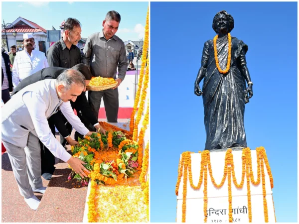 शिमला के रिज मैदान में इंदिरा गांधी की पुण्यतिथि और सरदार पटेल की जयंती पर श्रद्धांजलि देते मुख्यमंत्री सुखविन्द्र सिंह सुक्खू