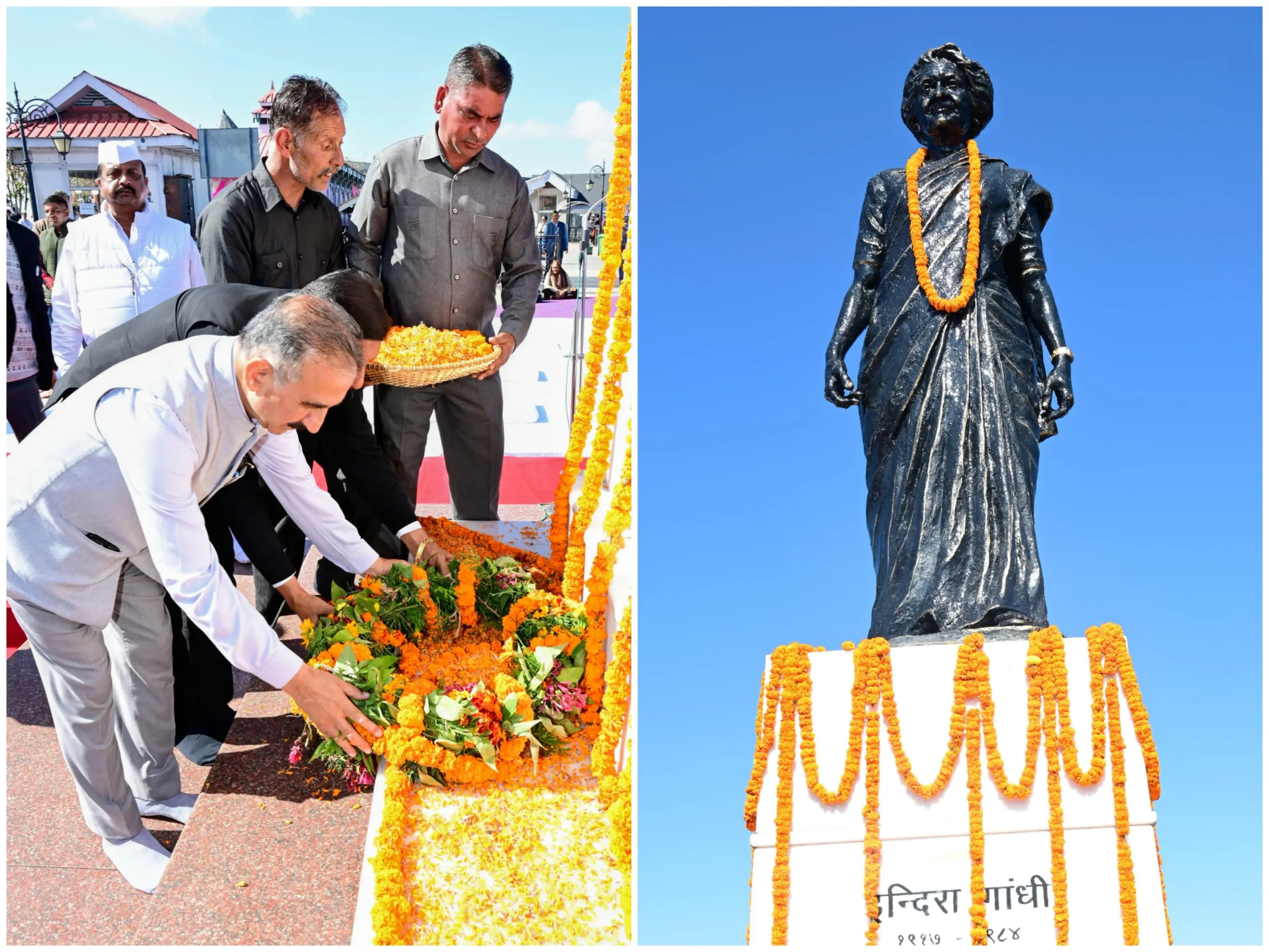 शिमला के रिज मैदान में इंदिरा गांधी की पुण्यतिथि और सरदार पटेल की जयंती पर श्रद्धांजलि देते मुख्यमंत्री सुखविन्द्र सिंह सुक्खू