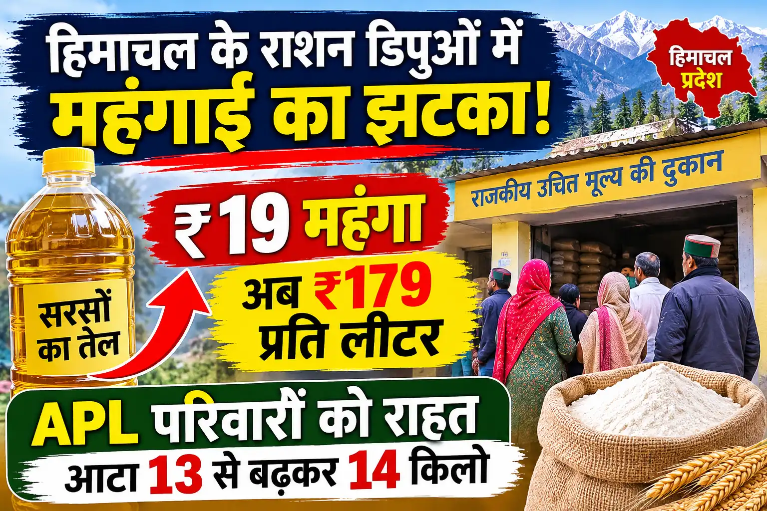 राशन डिपुओं में महंगाई का झटका! सरसों का तेल ₹19 महंगा अब ₹179 प्रति लीटर